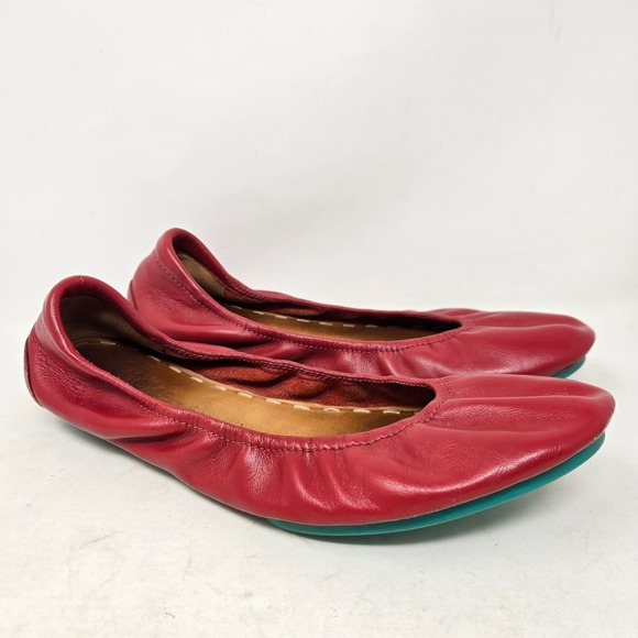 Tieks Shoes - Tieks by Gavrieli Cardinal Red Leather Ballet Flats Size 9 Signature Teal Sole